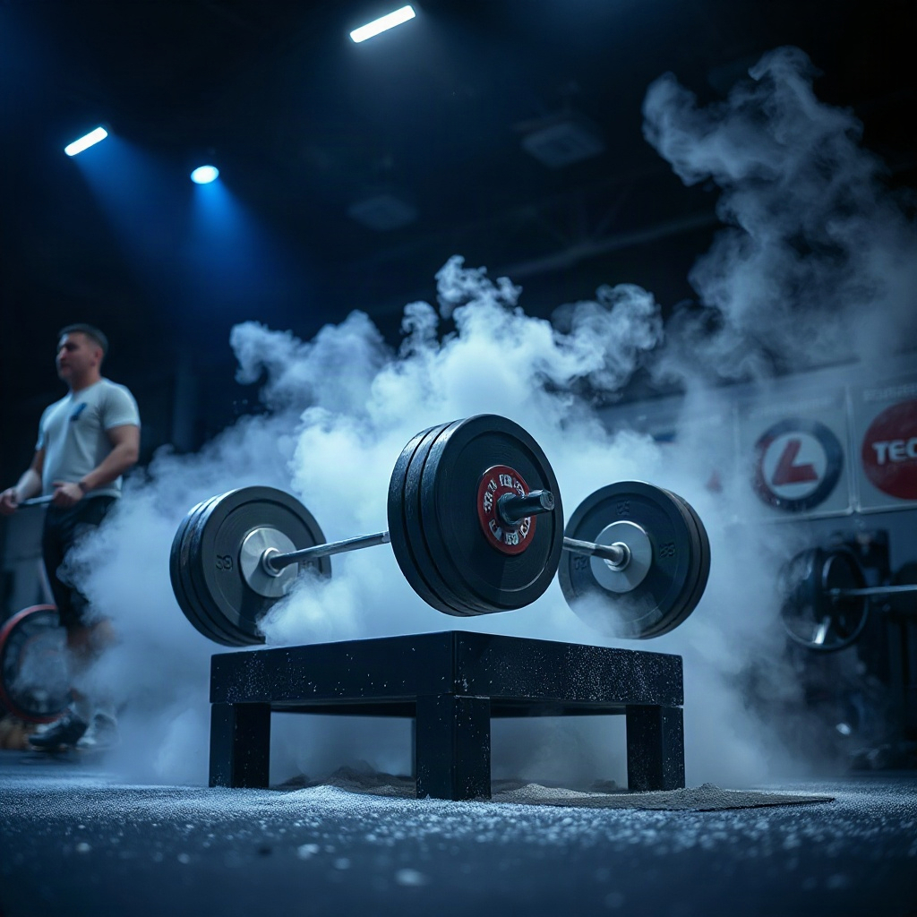 Deadlift platform with chalk cloud